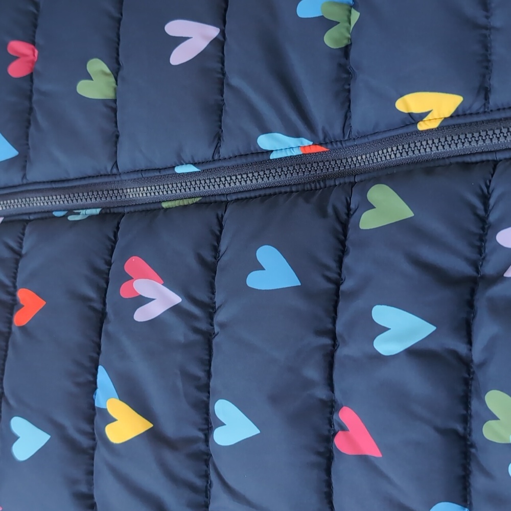 Primary Baby parka puffer suit - Navy Hearts In Size 18-24 Months - Picture 7 of 8